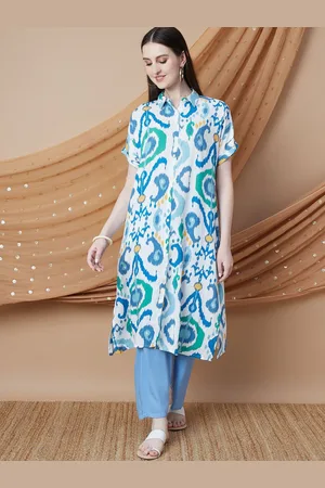 Lifestyle Women Geometric Printed Thread Work Kurta