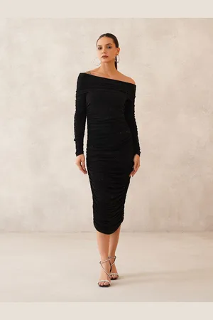 BEATNIK Off-Shoulder Bodycon Midi Dress