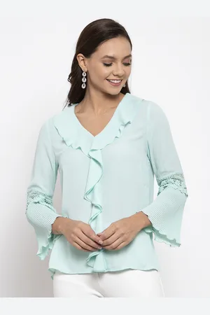 Gipsy Women Sea Green Solid Top