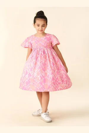 Fabindia Girls Tie and Dye Printed A-Line Dress
