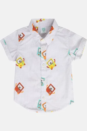 MINI KLUB Boys Floral Opaque Striped Casual Shirt