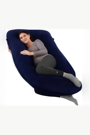 Pum Pum Navy Blue Fibre Filled Faux Velvet Ultra Soft Maternity Pillow