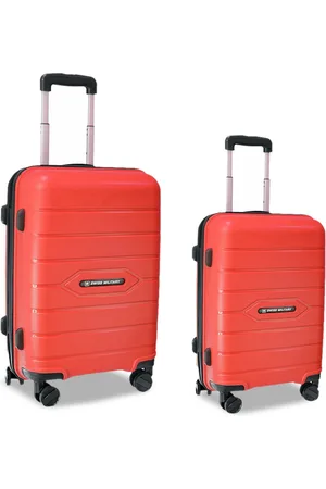 Swiss Military Set Of 2 Red Textured Hard-Sided Cabin Trolley Suitcase