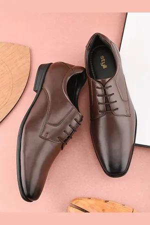 Styli Men Faux Tan Leather Formal Lace Up Shoes