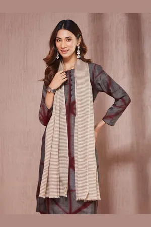 Fabindia Beige Wool Woven Stole