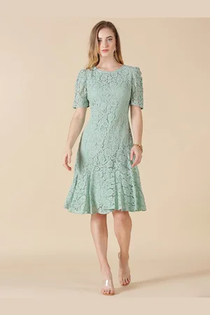 Gipsy Women Green Net A-Line Dress