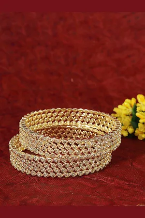 NMII Set Of 2 Gold-Plated CZ-Studded Bangles