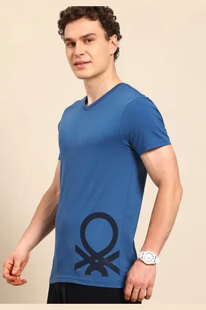 Benetton Brand Logo Printed V-Neck T-shirt