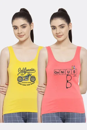 Friskers Women Pack of 2 Printed Pure Cotton Tank Top