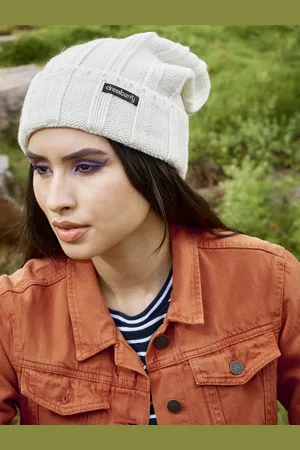 DressBerry Women Off-White Self Design Beanie