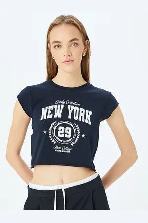 Koton Women Typography Printed Round Neck Cotton T-shirt