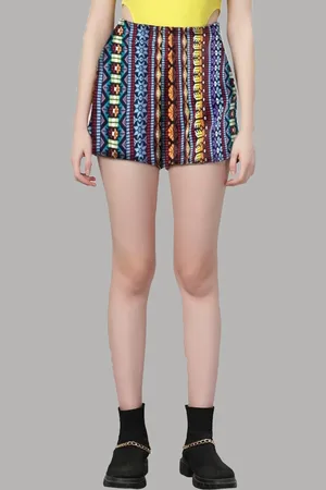 ASHTAG Women Printed Mid-Rise Regular Shorts Shorts