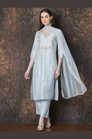 Lifestyle Women Floral Embroidered Regular Thread Work Kurta with Palazzos & With Dupatta