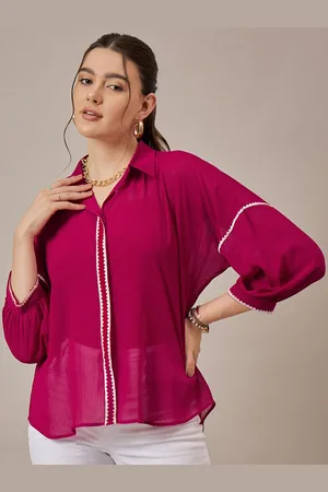 Corsica Women Oversized Fit Spread Collar Solid Casual Shirt