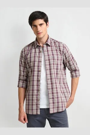 Arrow Slim Fit Tartan Checked Cotton Casual Shirt