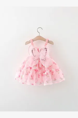 LULU & SKY Girls Floral Printed Cotton Fit & Flare Dress