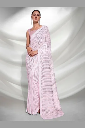 Kalista Striped Embellished Sequinned Pure Georgette Saree