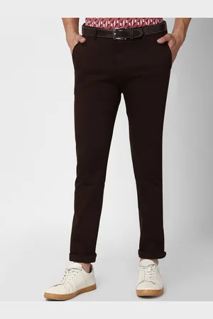 V Dot Men Brown Slim Fit Trousers