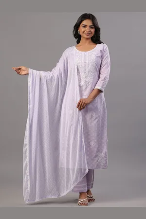 Amchoor Floral Embroidered Straight Kurta With Trousers & Dupatta