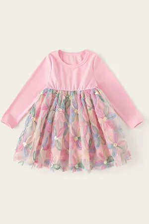 LULU & SKY Girls Floral Emboridered Fit & Flare Dress