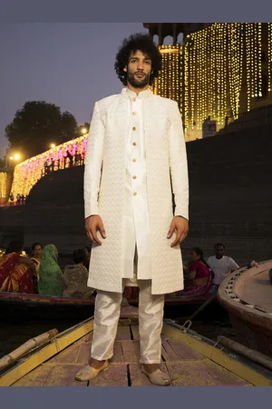 Vastramay Sequinned Embroidered Sherwani Set