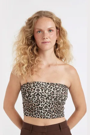 DeFacto Animal Embellished Cotton Tube Crop Top