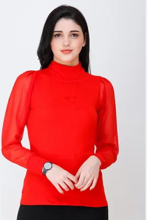 Cation Red Solid Crop Top
