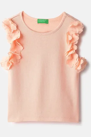 Benetton Girls Pure Cotton Ribbed Sleeveless Top