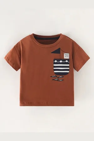 LULU & SKY Boys Striped Round Neck Cotton T-shirt