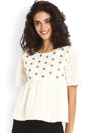 Gipsy Women Off-White Self Design Top