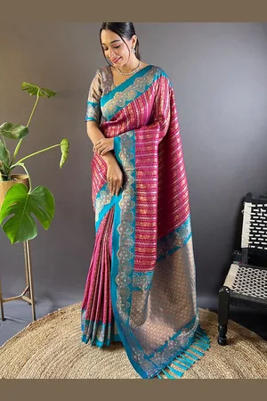 all about you Woven Design Zari Silk Blend Banarasi Saree