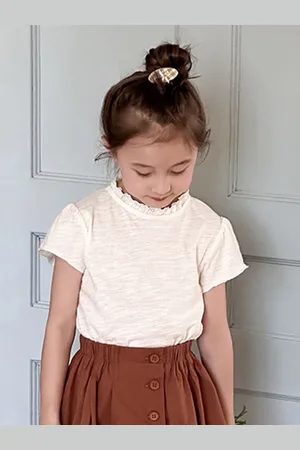 LULU & SKY Girls Striped V-Neck Pure Cotton Pockets T-shirt