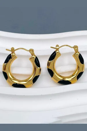ZIVOM 18KT Gold-Plated Anti Tarnish Emerald Circular Hoop Earrings