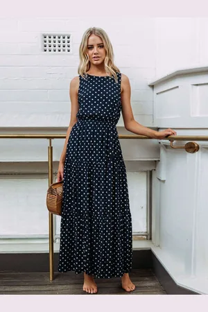 DressBerry Polka Dot Print Maxi Dress