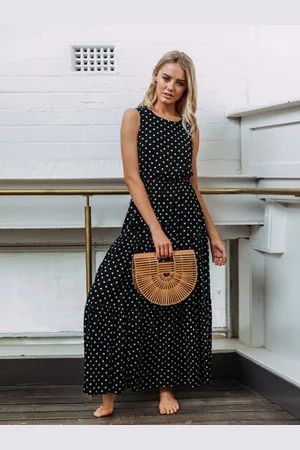 DressBerry Polka Dot Print Maxi Dress