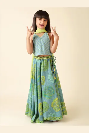 Fabindia Girls Printed Cotton Ready to Wear Lehenga & Blouse With Dupatta