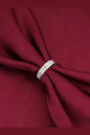 GIVA Rhodium Plated 925 Sterling Silver Stones Studded Finger Ring