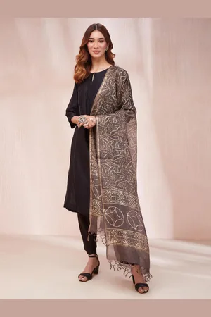 Fabindia Cotton Silk Blend Dabu Printed Dupatta