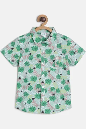 MINI KLUB Boys Green Regular Fit Printed Casual Shirt