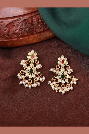ESTELE Gold-Plated Floral Chandbalis Earrings
