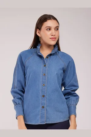 FableStreet Women Classic Fit Band Collar Solid Cotton Casual Shirt