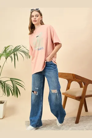 Mast & Harbour Women Printed Drop-Shoulder Sleeves T-shirt