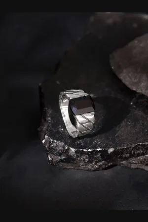 GIVA 925 Silver Black Rhodium Impeccable Ring For Him