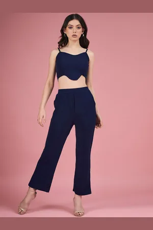DressBerry Blue Shoulder Straps Top With Trousers