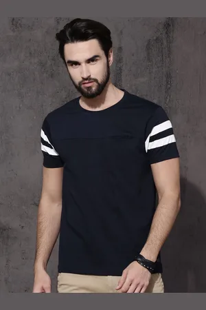 Roadster Men Navy Solid Round Neck Pure Cotton T-shirt