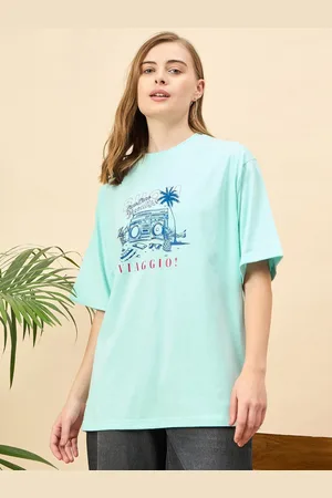 Mast & Harbour Women Printed Drop-Shoulder Sleeves T-shirt