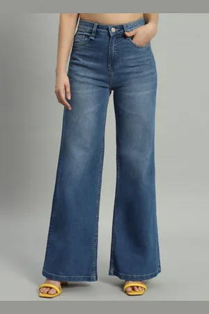 Mast & Harbour Women Wide Leg High-Rise Light Fade Stretchable Jeans