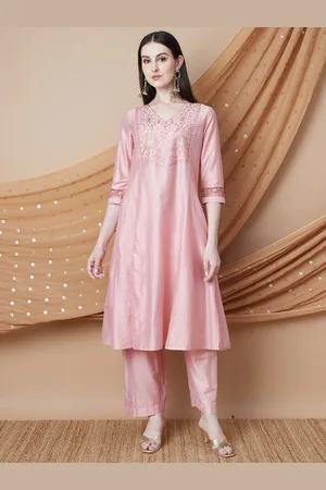 Lifestyle Women Embroidered Regular Thread Work Pure Cotton Kurta with Palazzos & With Dupatta