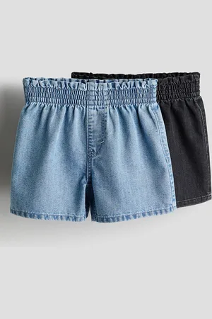H&M Girls 2-Pack Denim Paper Bag Shorts