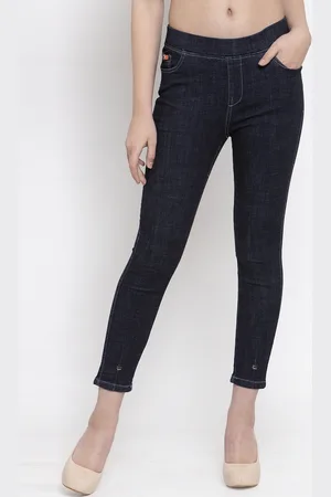 Gipsy Women Blue Regular Fit Mid-Rise Solid Denim Crop Jeggings